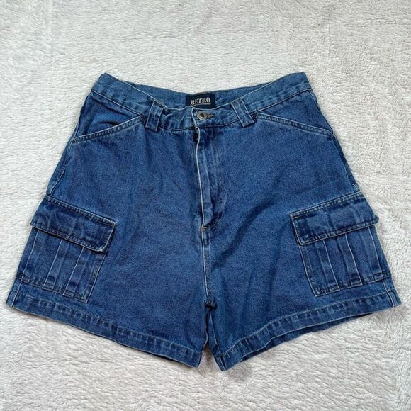 Vintage Y2K Retro Women’s Denim Cargo Pocket Shorts - Picture 1 of 8
